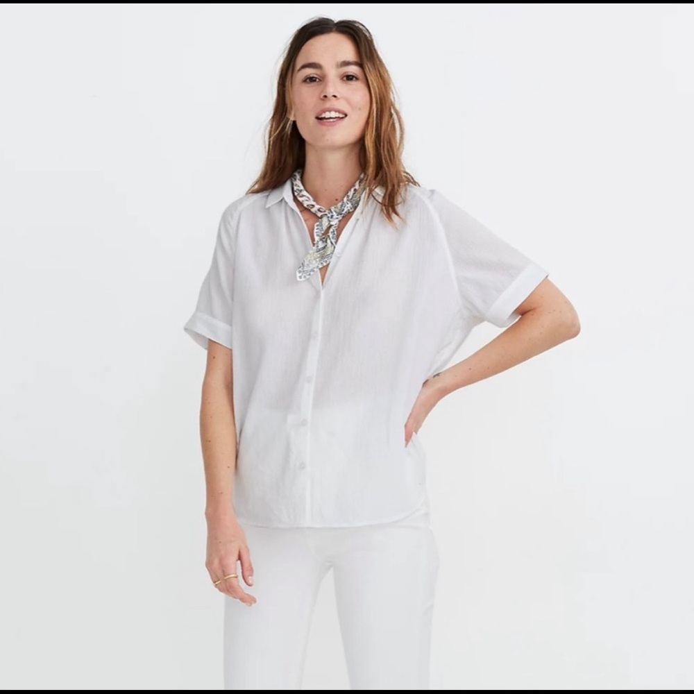 Madewell Central Shirt in White Cotton Gauze
